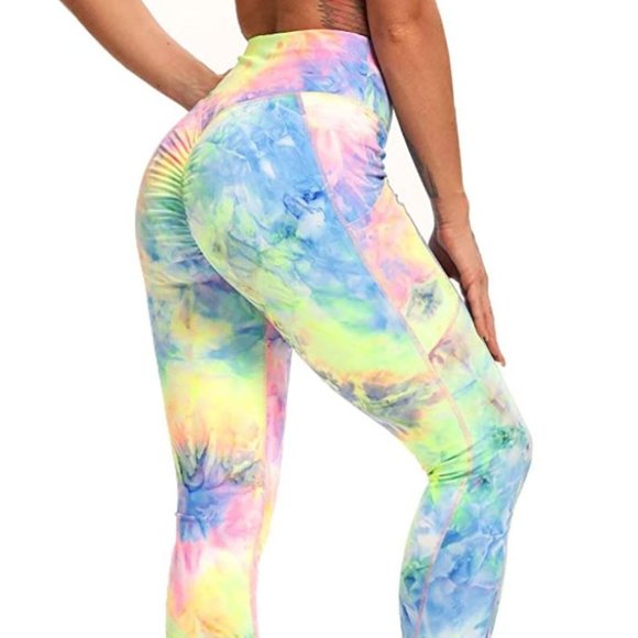 NWOT rainbow tie tye booty scrunch leggings S - Picture 2 of 4